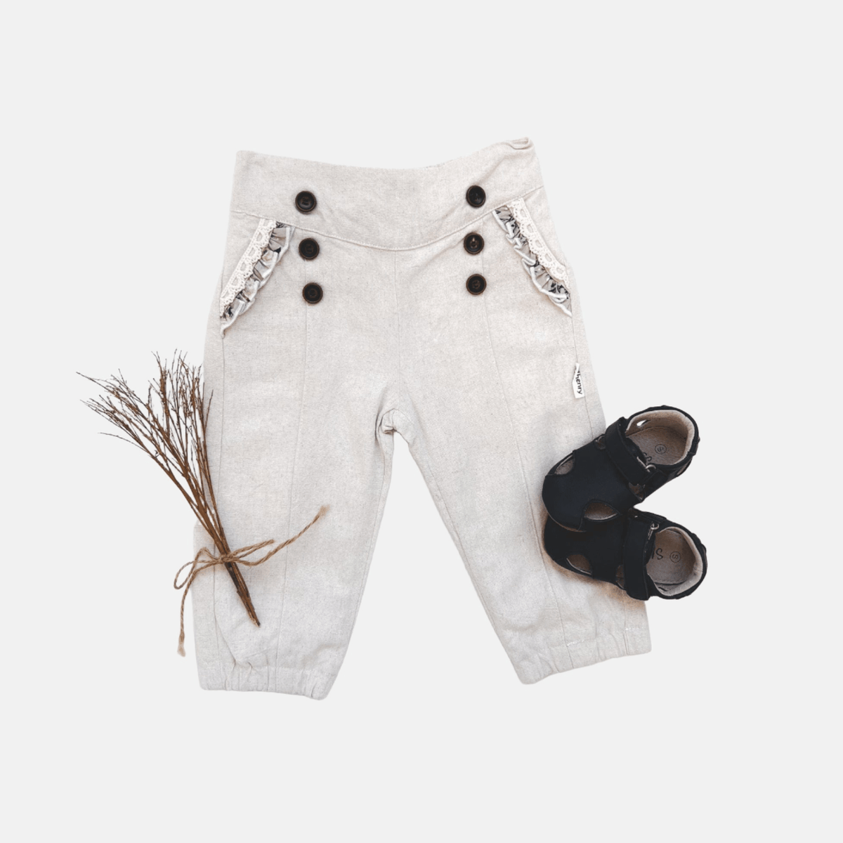 Baby Girls Harem Pants Oatmeal Love Henry