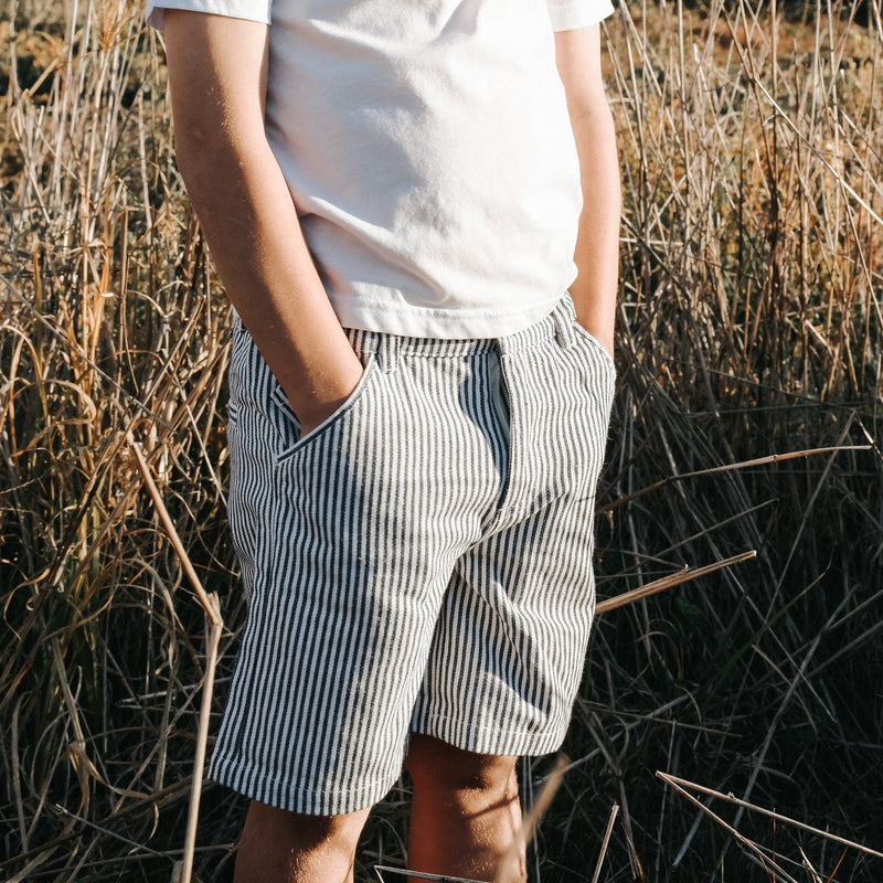 Boys Dress Shorts - Navy Pinstripe