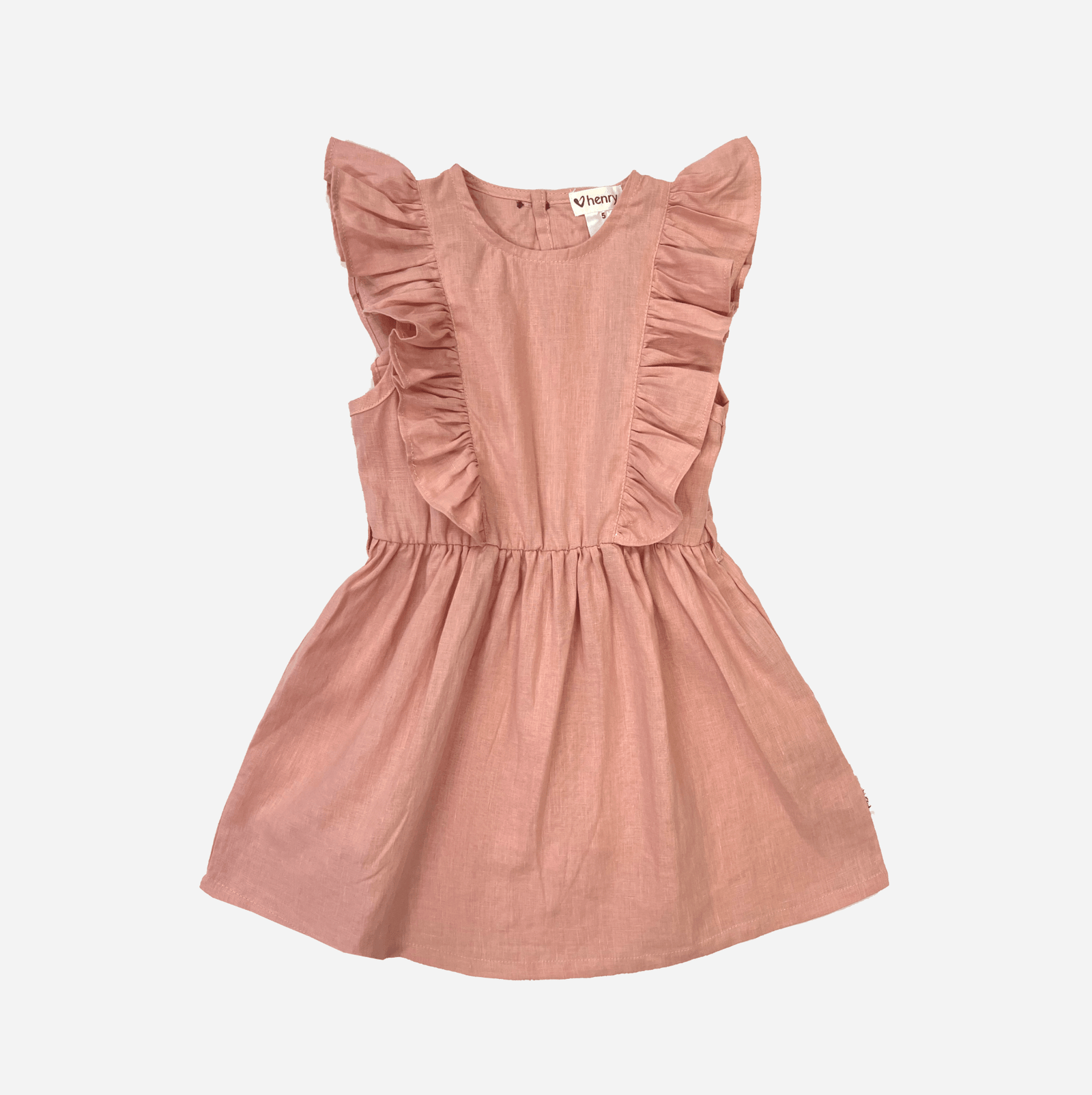 Love Henry Dresses Girls Florence Summer Dress - Peach Pink Linen