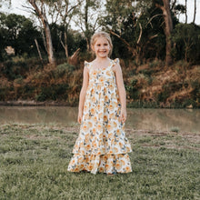 Load image into Gallery viewer, Love Henry Dresses Girls Maxi Dress - Lemon Floral
