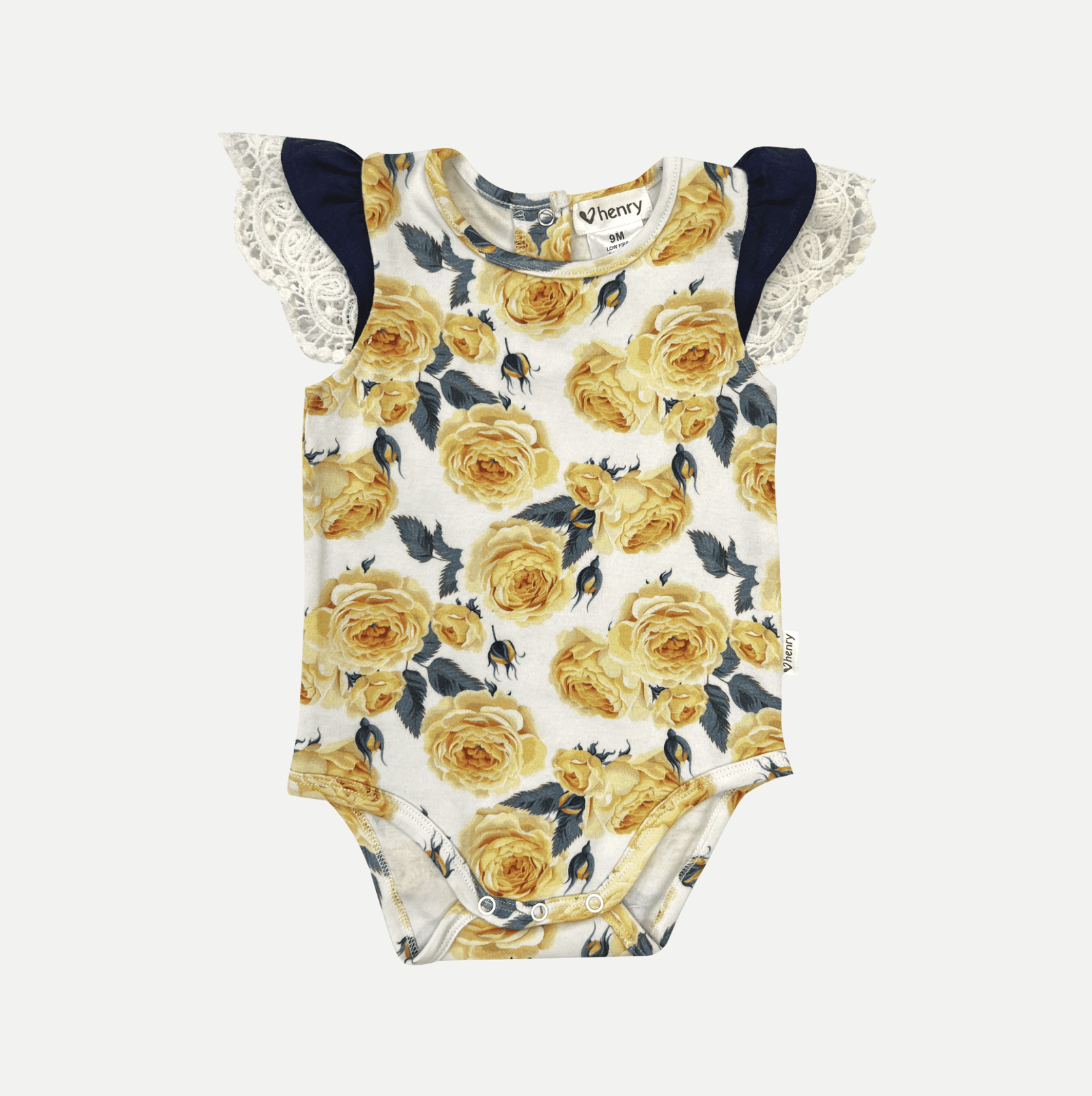 Love Henry Knit Onesie Baby Girls Knit Romper - Lemon Floral