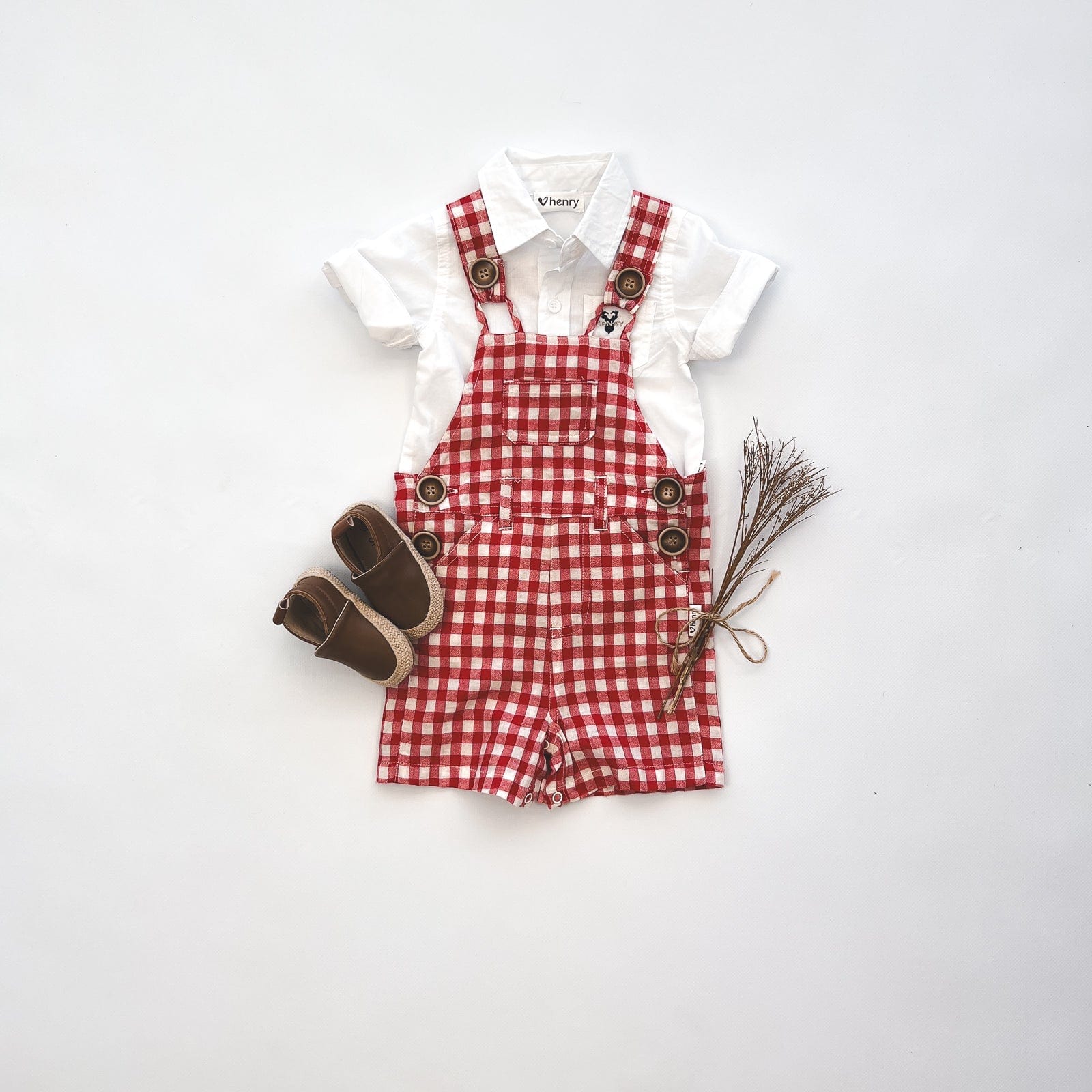 Love Henry Overalls Baby Boys Ned Dungaree - Red Check