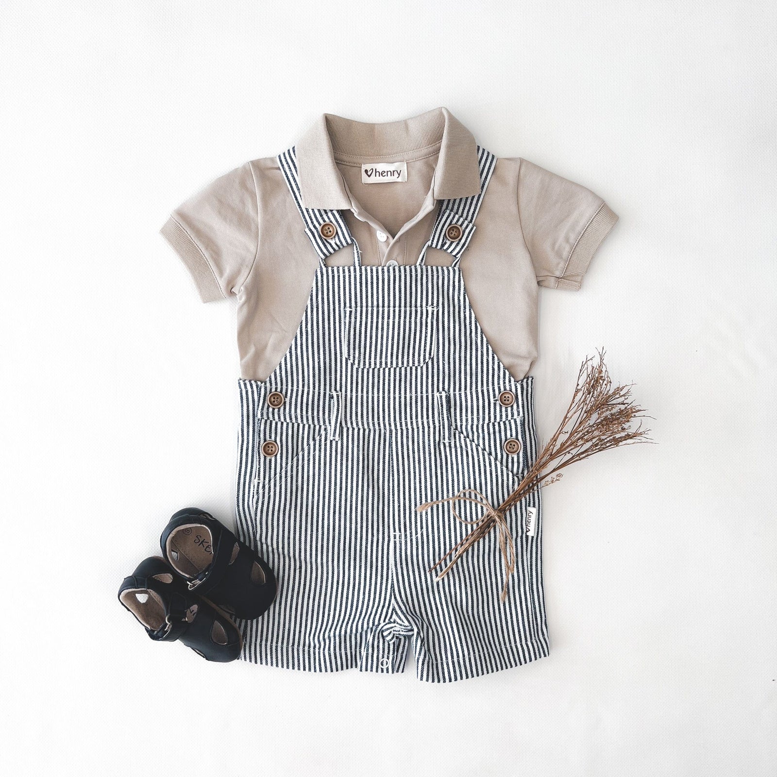 Love Henry Overalls Baby Boys Roy Dungaree - Navy Pinstripe