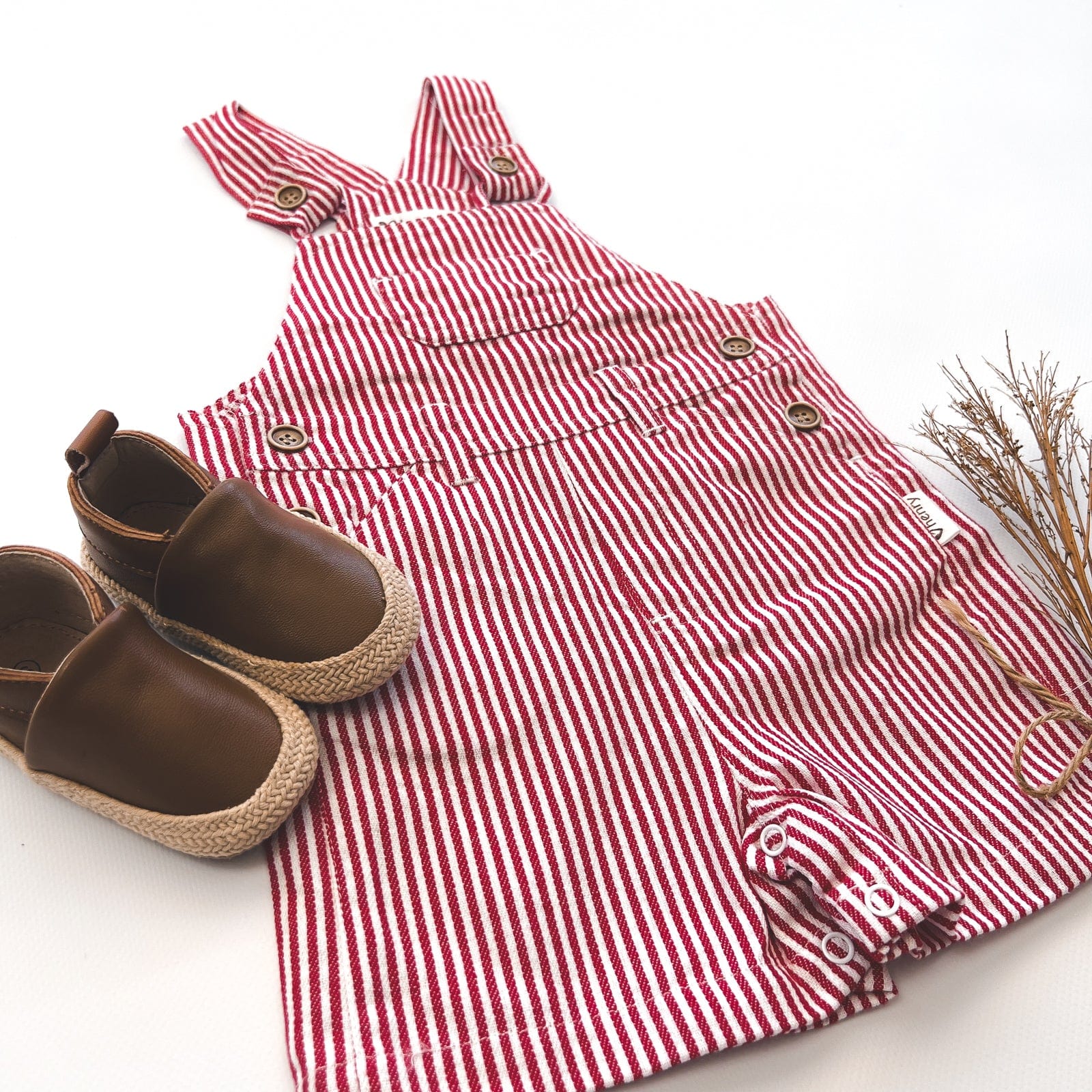 Love Henry Overalls Baby Boys Roy Dungaree - Red Pinstripe