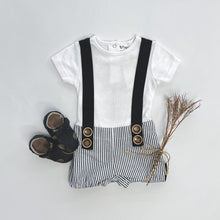 Load image into Gallery viewer, Love Henry Playsuits Baby Boys Digby - Navy Pinstripe
