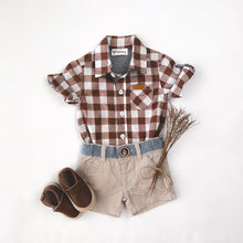 Load image into Gallery viewer, Love Henry Rompers Baby Boys Dress Shirt Romper -  Large Bronze Check
