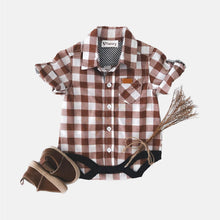 Load image into Gallery viewer, Love Henry Rompers Baby Boys Dress Shirt Romper -  Large Bronze Check
