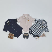 Load image into Gallery viewer, Love Henry Rompers Baby Boys Dress Shirt Romper -  Large Navy Check
