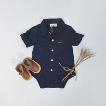 Load image into Gallery viewer, Love Henry Rompers Baby Boys Dress Shirt Romper - Navy
