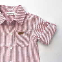 Load image into Gallery viewer, Love Henry Rompers Baby Boys Dress Shirt Romper -  Red Pinstripe
