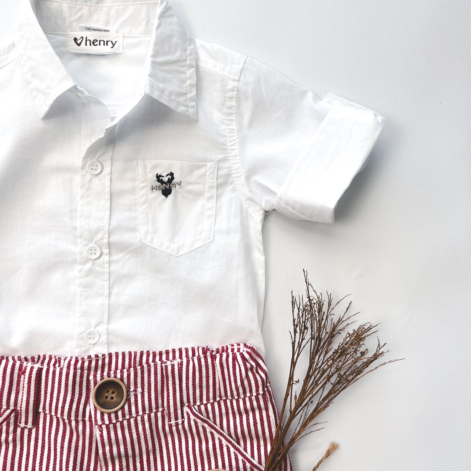 Love Henry Rompers Baby Boys Dress Shirt Romper - White