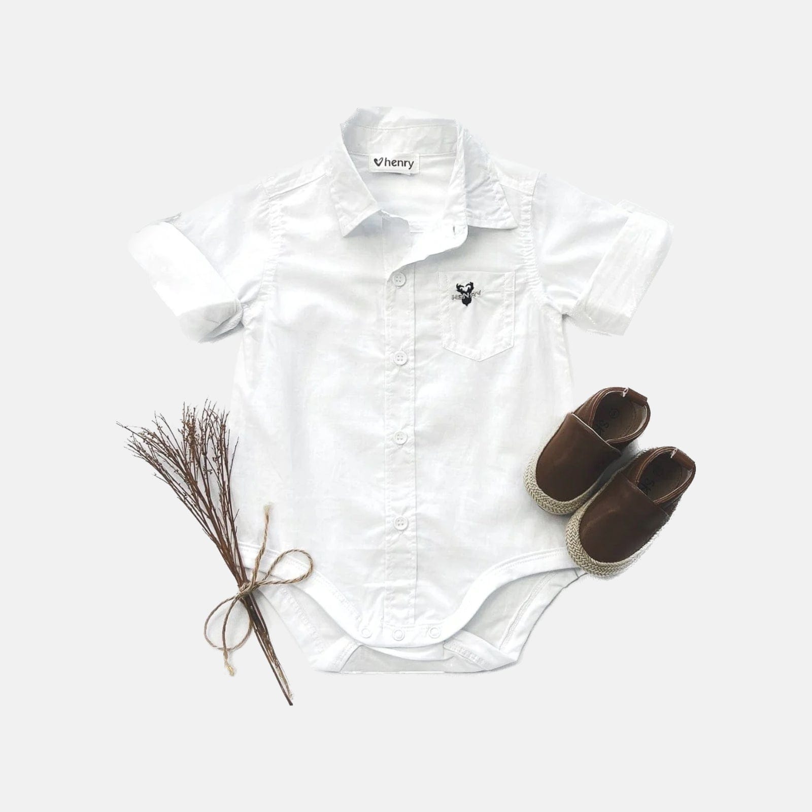 Baby Boys Dress Shirt Romper White