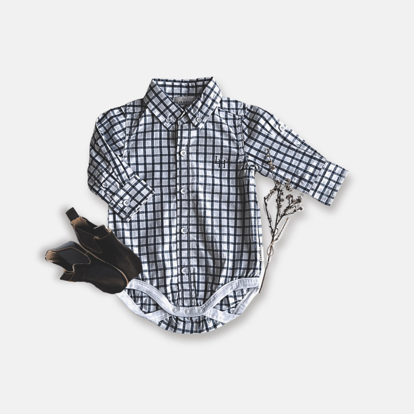 Gentleman Baby Boy Romper with check pattern