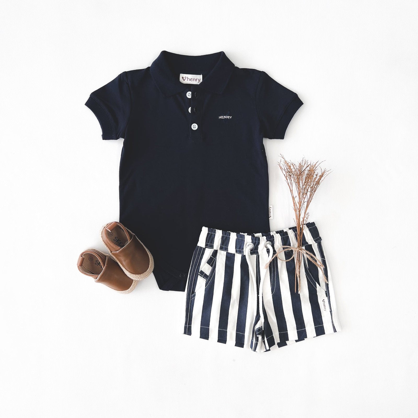 Love Henry Rompers Baby Boys Polo Romper - Navy