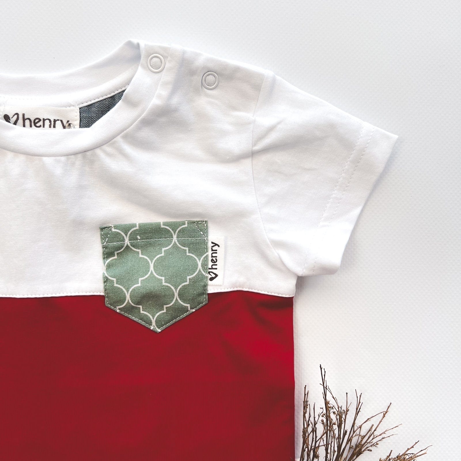 Love Henry Tops Baby Boys Pocket Tee - Green Geo Print