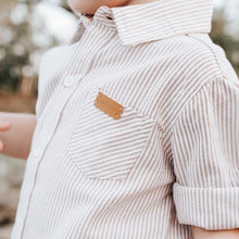 Load image into Gallery viewer, Love Henry Tops Boys Dress Shirt - Beige Pinstripe
