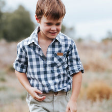Load image into Gallery viewer, Love Henry Tops Boys Dress Shirt - Large Blue Check
