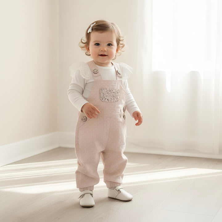 Baby Girls Lace Sleeve Romper - White
