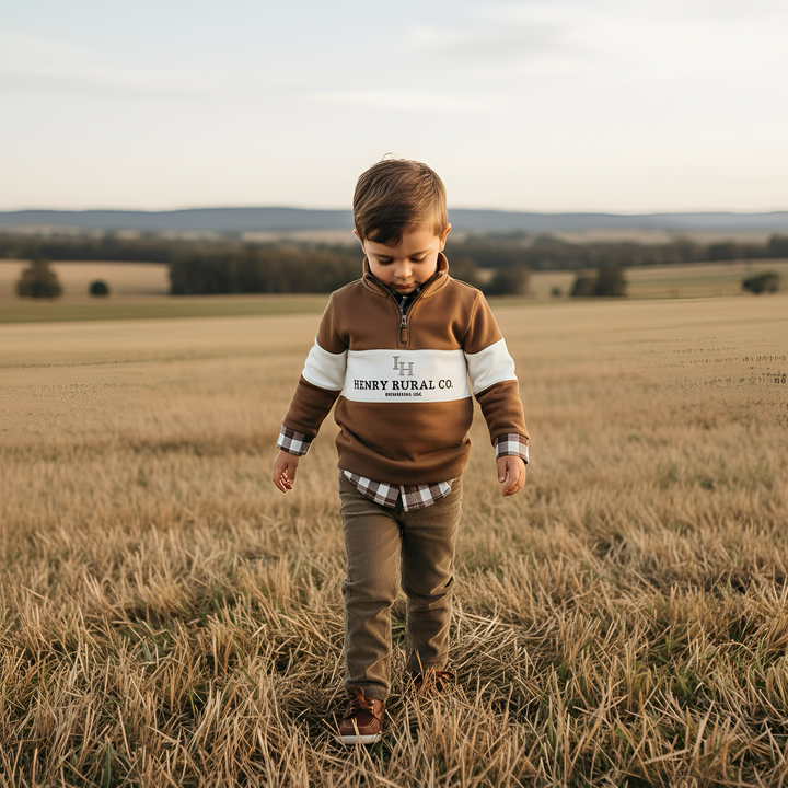 Boys Rural Co Sweater - Chestnut/White