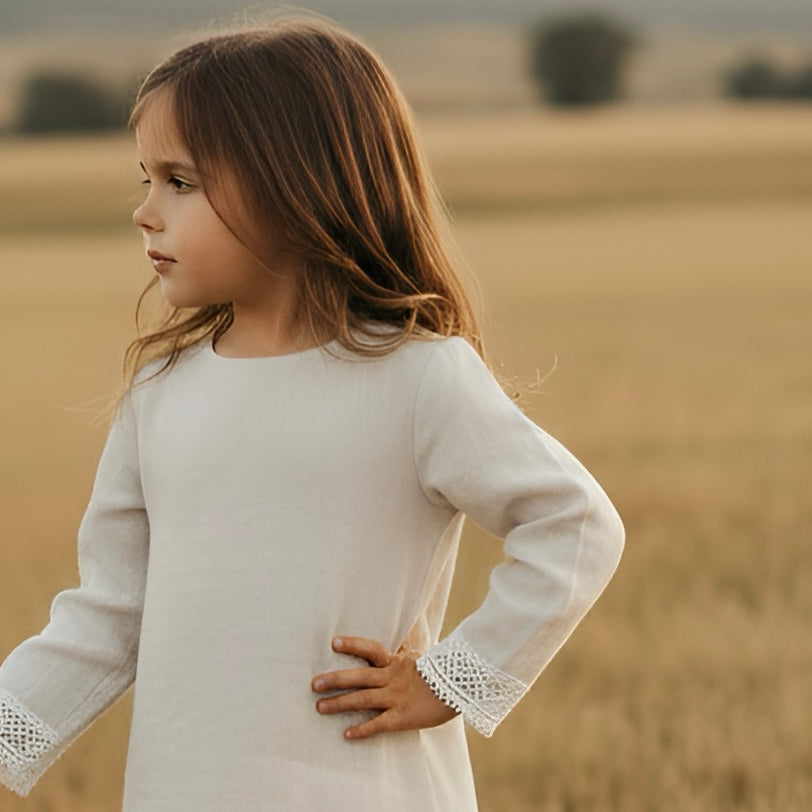 Girls Aleeia Tassle Dress - Linen