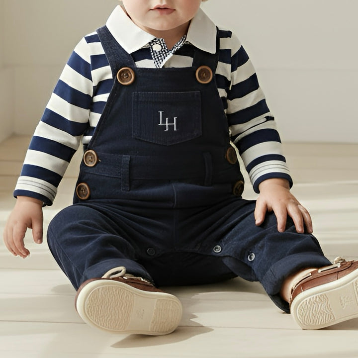 Baby Boys Roy Dungaree - Navy Corduroy