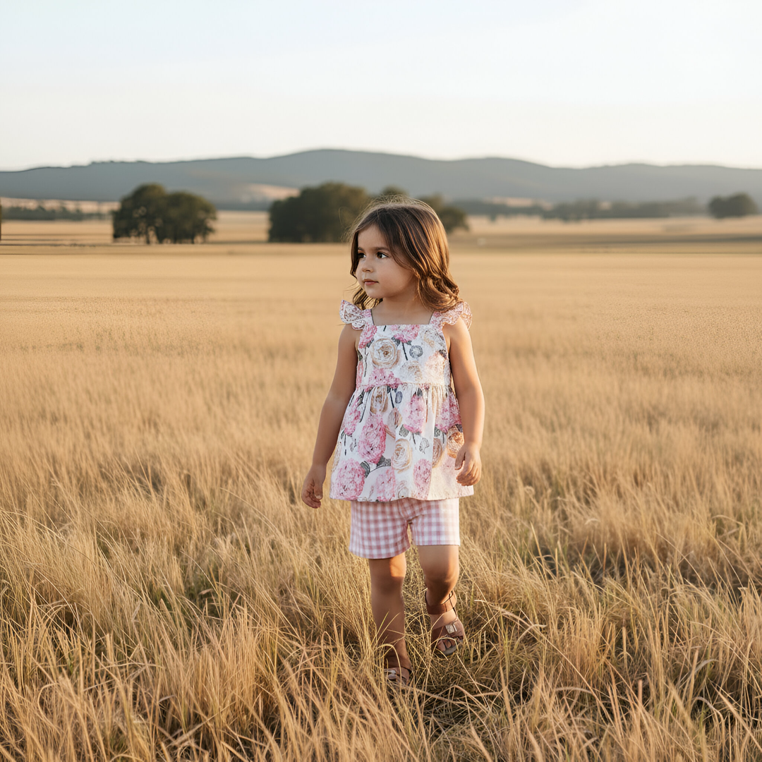 Girls Esme Top - Pink Blossom
