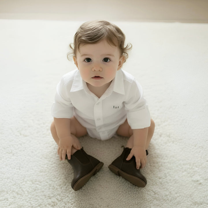 Baby Boys Dress Shirt Romper - White