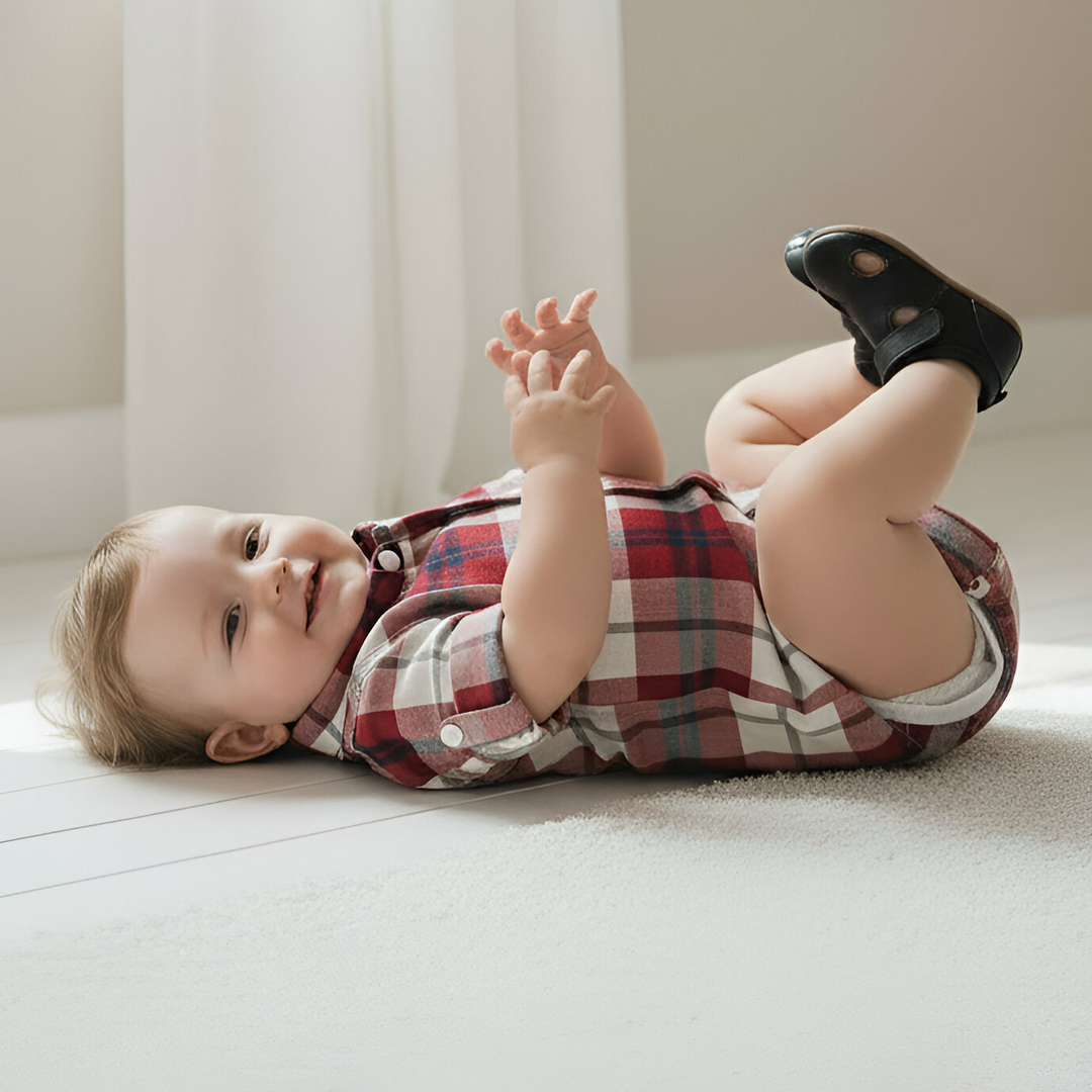 Baby Boys Dress Shirt Romper - Red Plaid