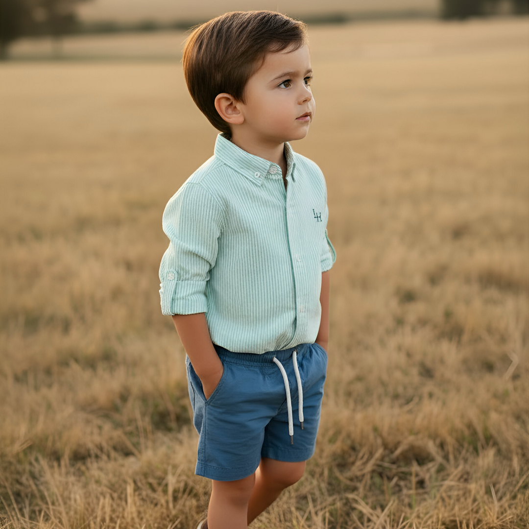 Boys Sonny Shorts - Blue Linen 26