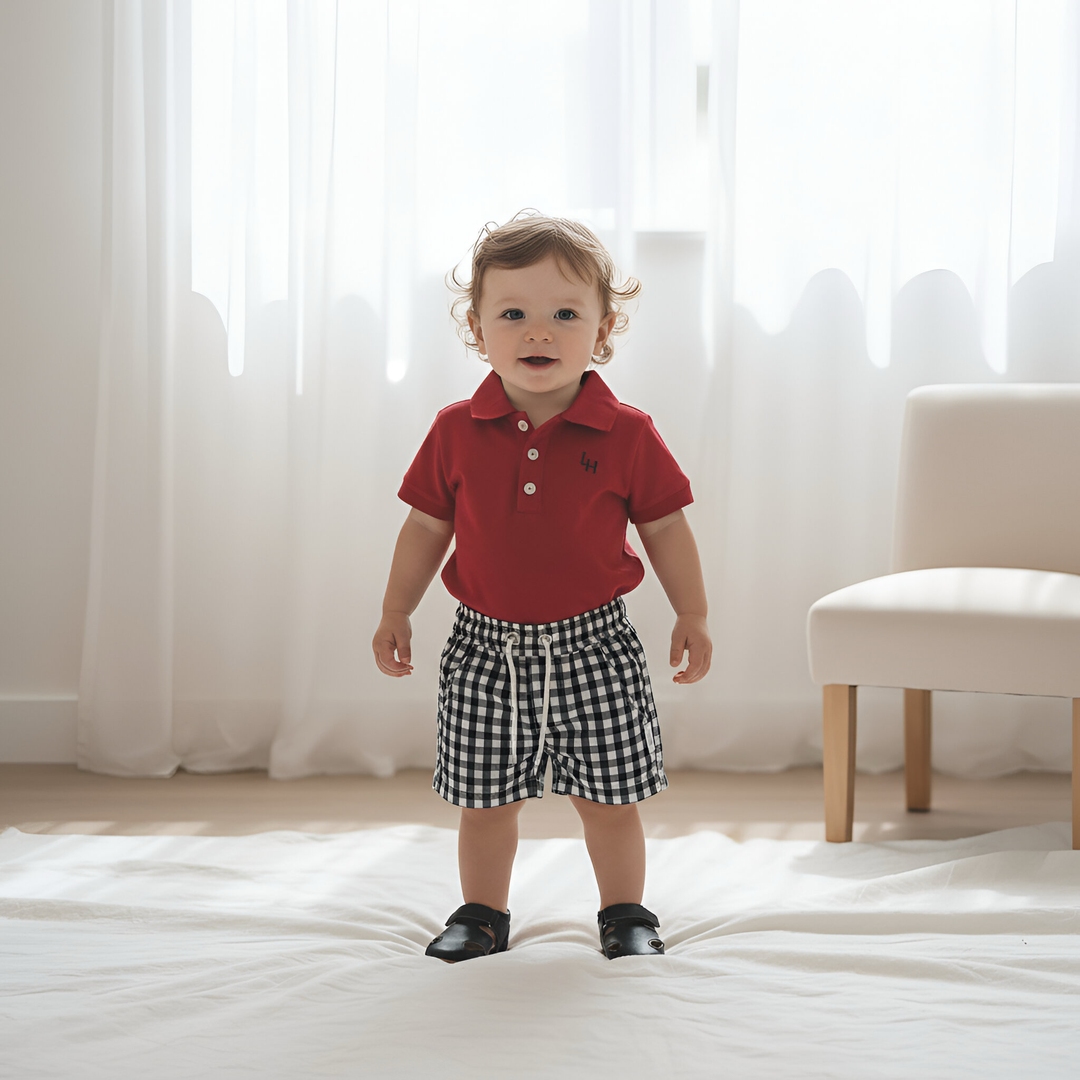 Baby Boys Sonny Short - Navy Check