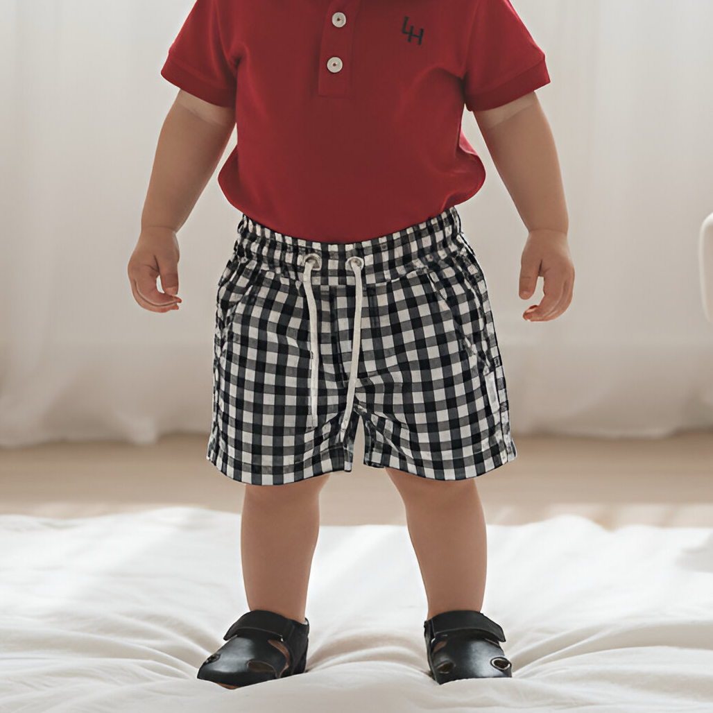 Baby Boys Sonny Short - Navy Check
