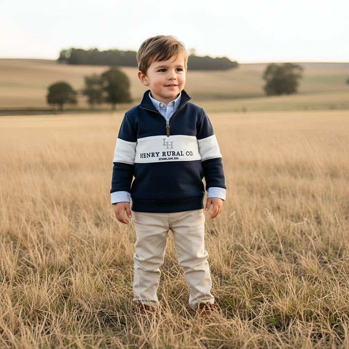 Boys Rural Co Sweater - Navy/White