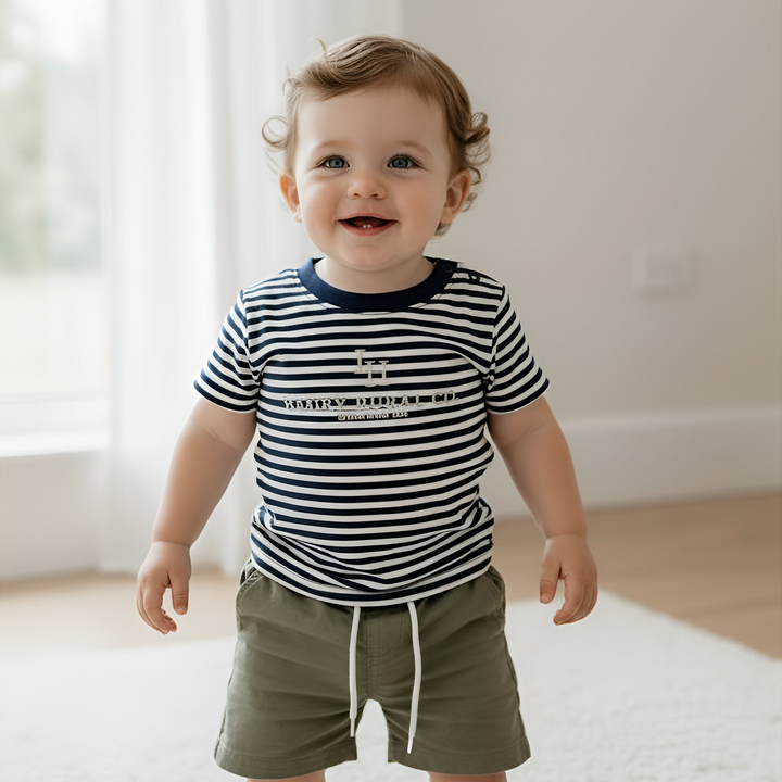 Baby Boys Henry Rural Co Tee - Navy White Stripe 26