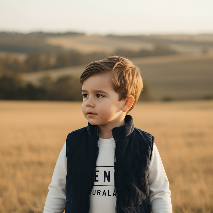 Boys Cooper Puffer Vest - Navy Corduroy