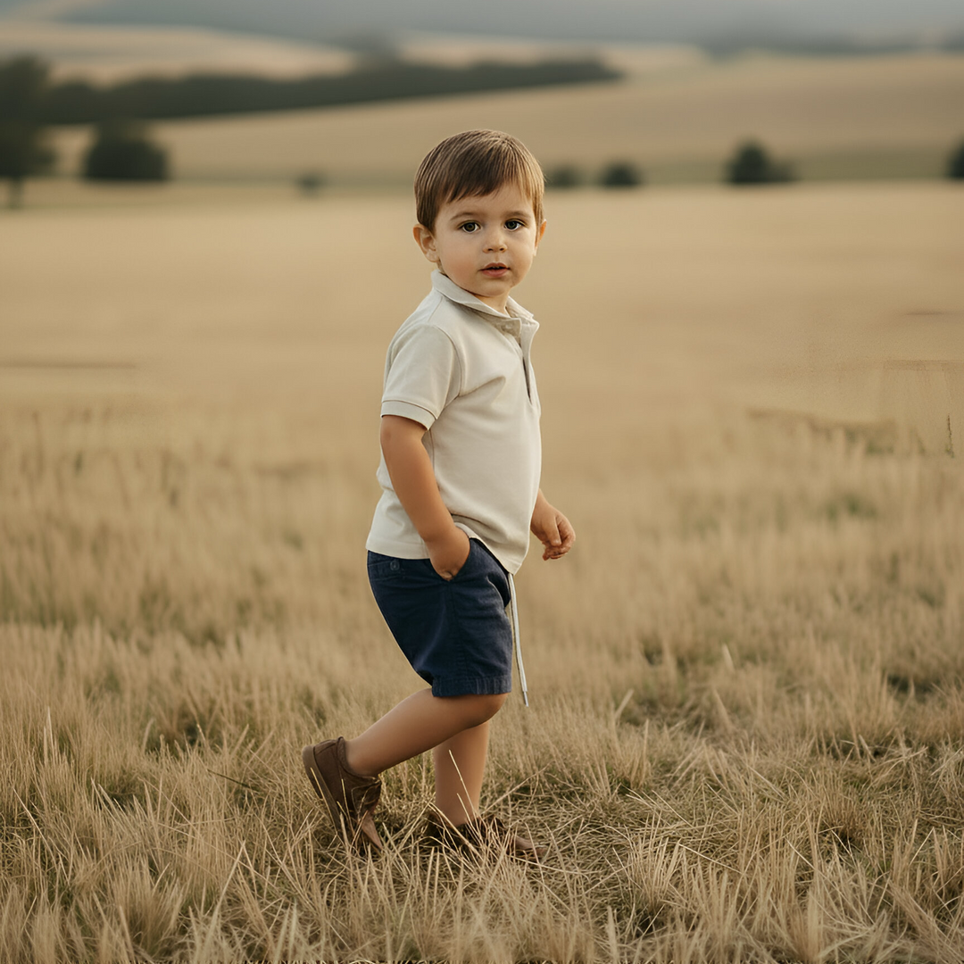 Boys Polo Shirt - Beige Grey 26