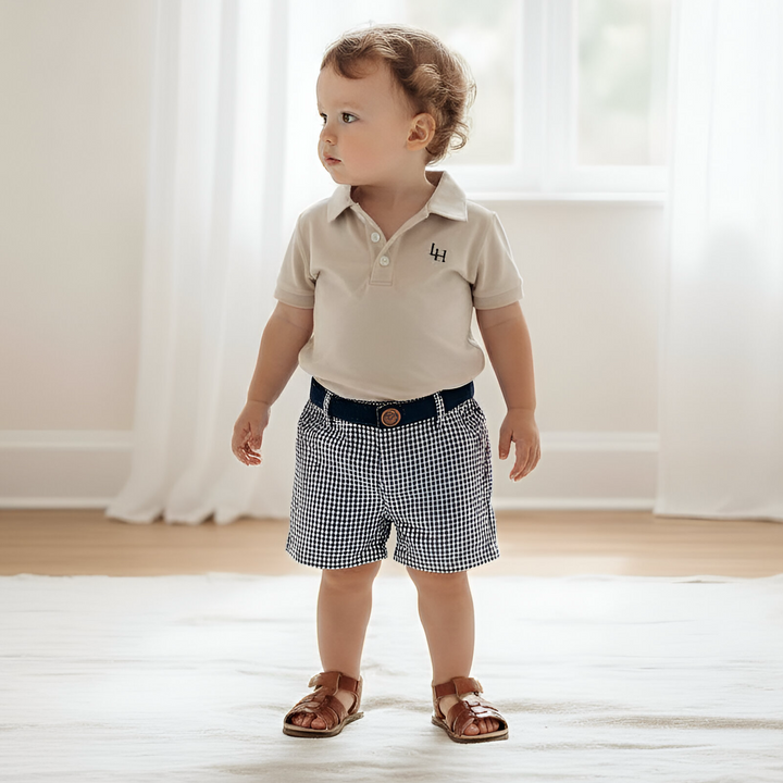Baby Boys Oscar Shorts - Navy Gingham 26