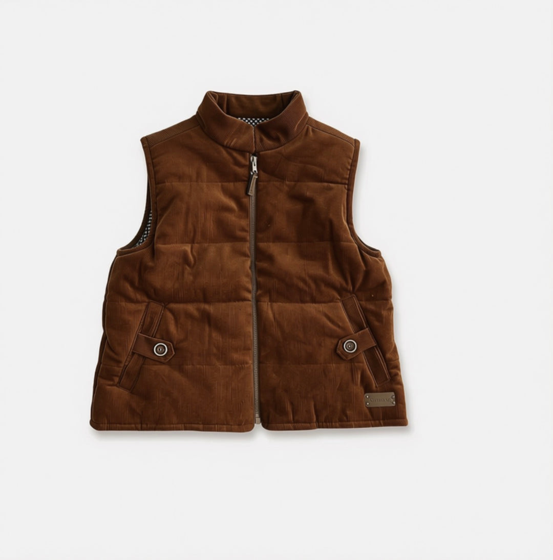 Boys Cooper Puffer Vest - Dark Chestnut