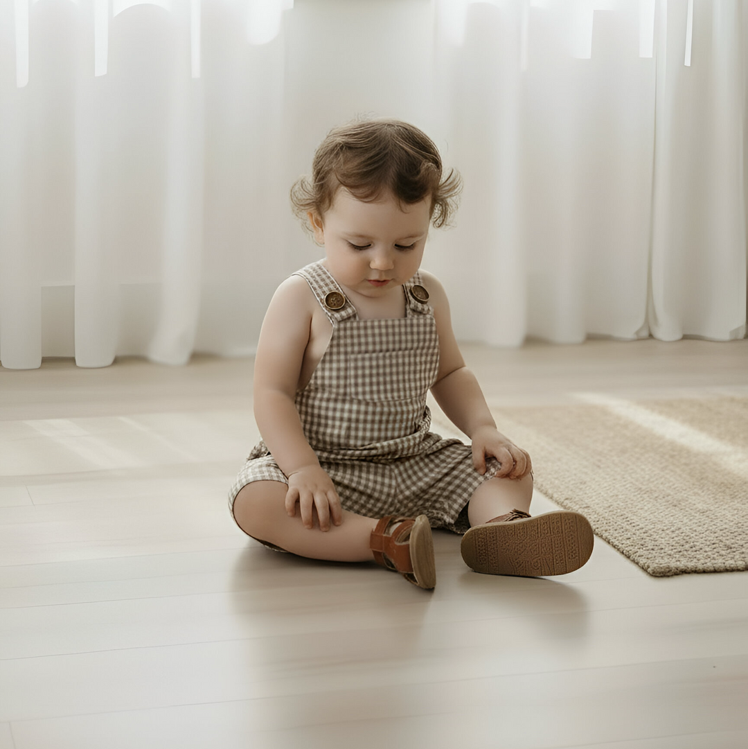 Baby Boys Roy Dungaree - Brown Gingham