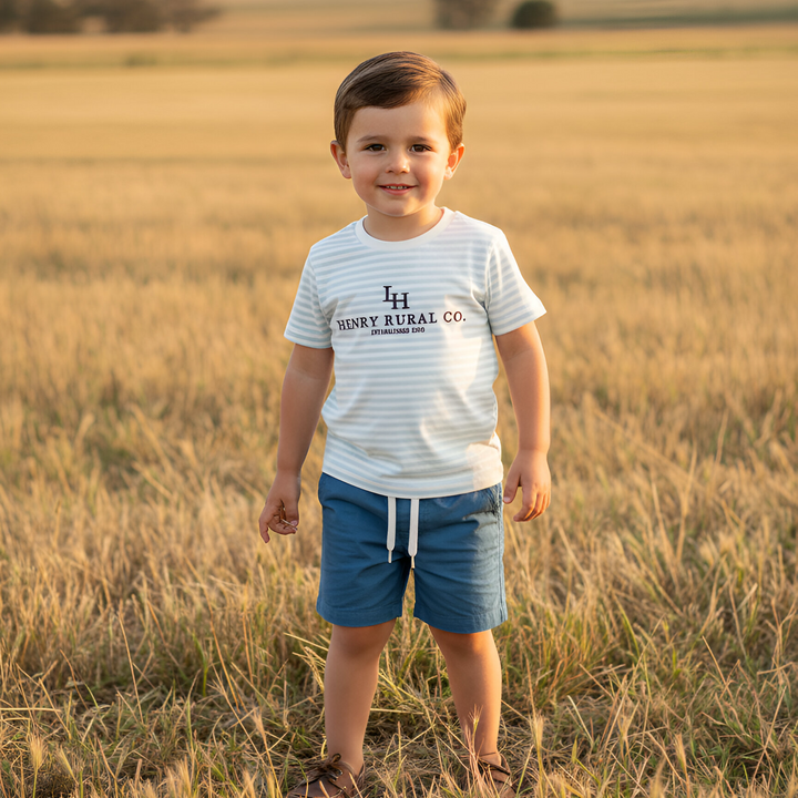 Boys Henry Rural Co Tee - Light Blue Stripe 26