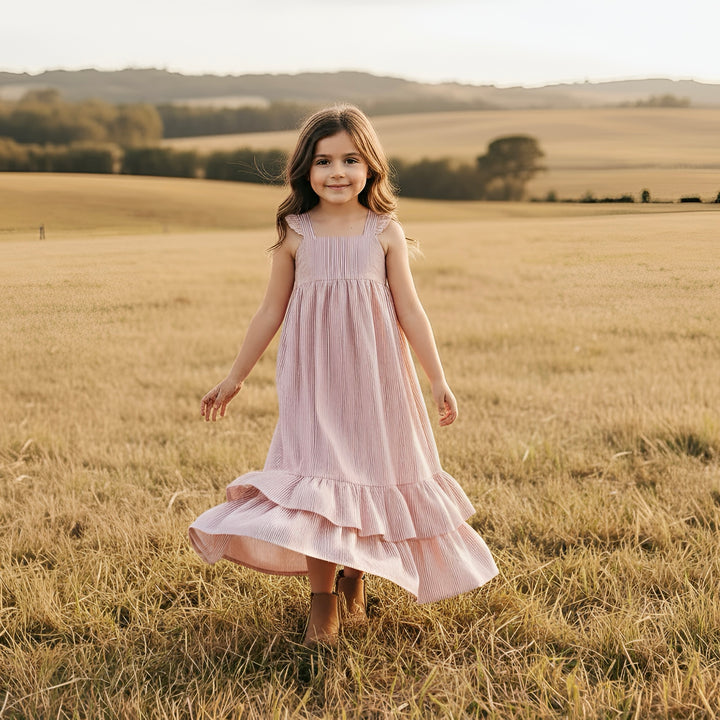 Girls Maxi Dress - Red Stripe