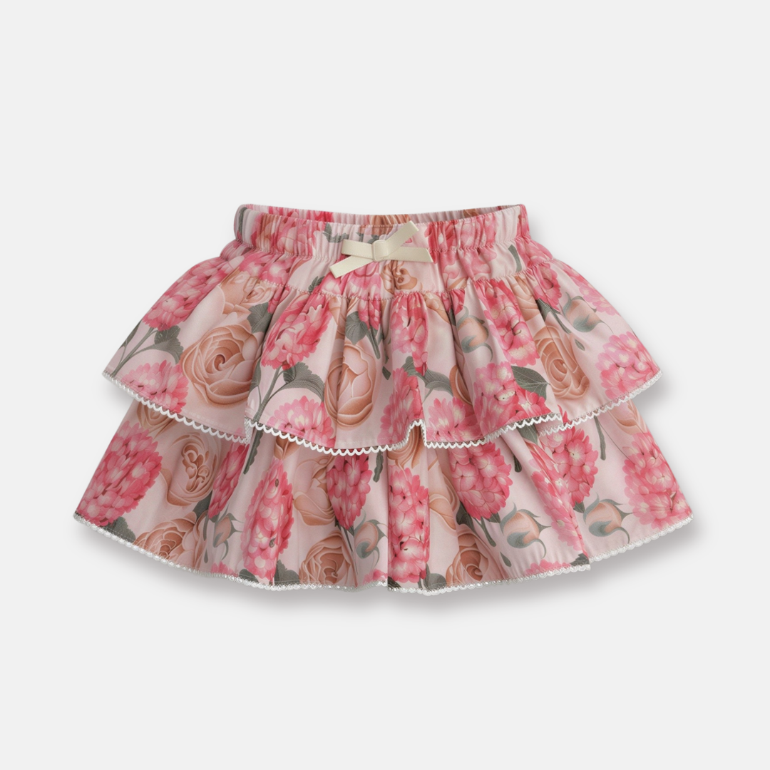 Girls Frilly Skirt - Pink Blossom