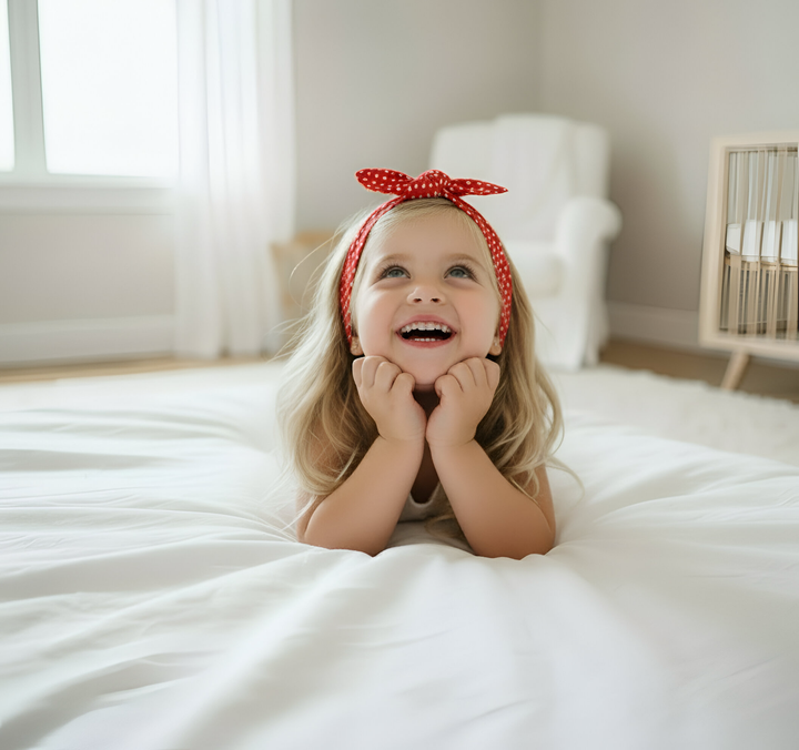 Girls Headband - Red Polka Dots