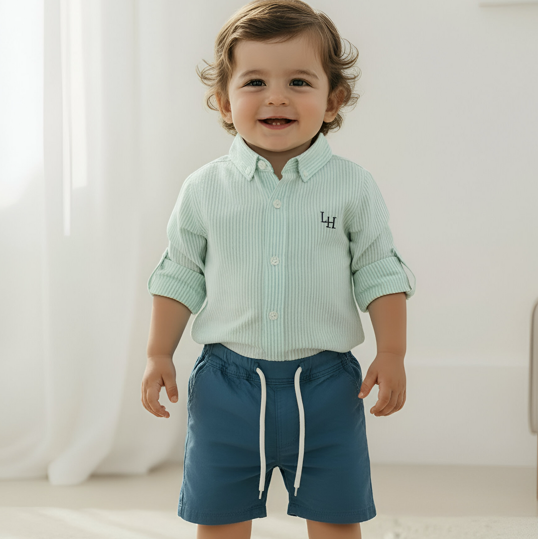 Baby Boys Sonny Short - Blue Linen 26