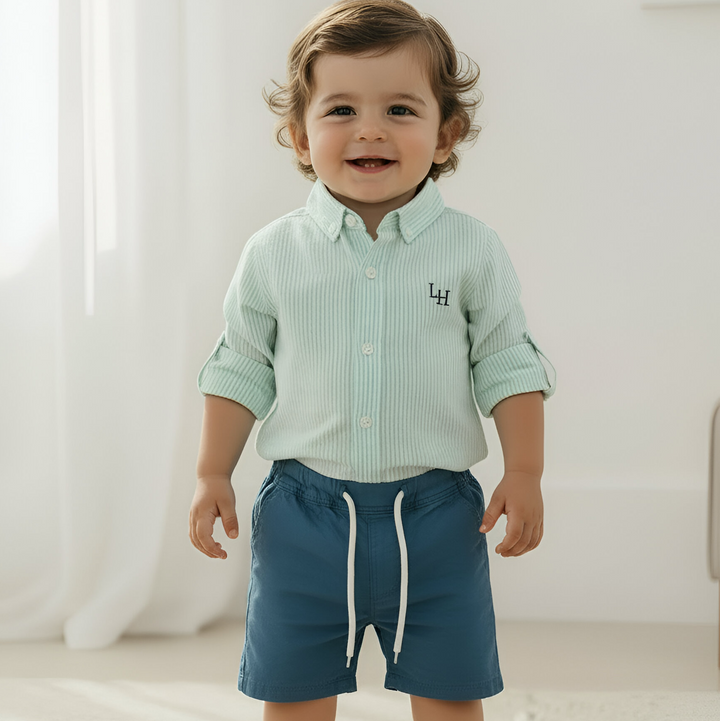 Baby Boys Sonny Short - Blue Linen 26