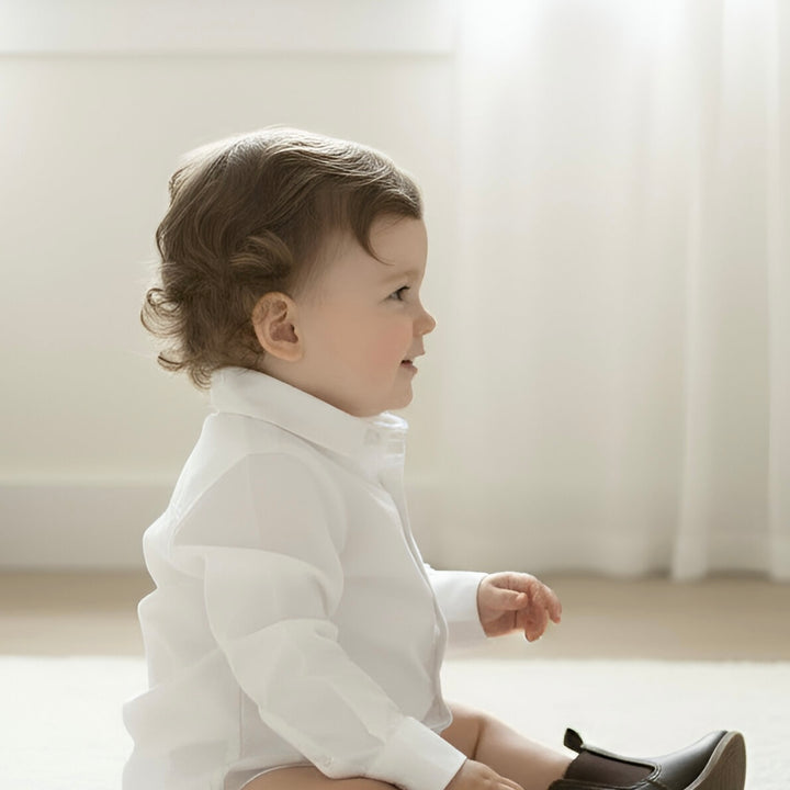 Baby Boys Dress Shirt Romper - White