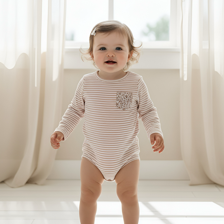 Baby Girls Knit Romper -  Pink Stripe