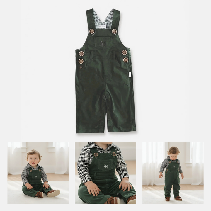 Baby Boys Roy Dungaree - Olive Corduroy