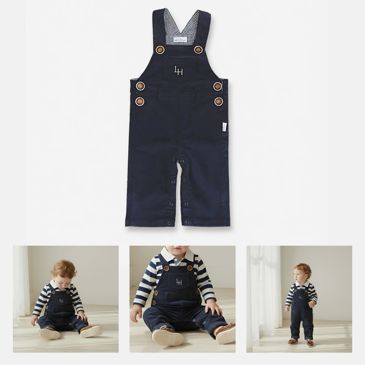 Baby Boys Roy Dungaree - Navy Corduroy