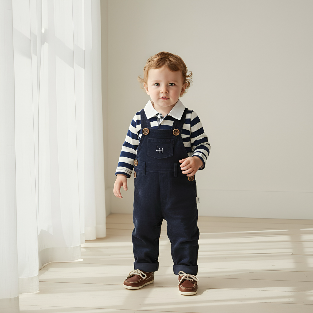Baby Boys Roy Dungaree - Navy Corduroy