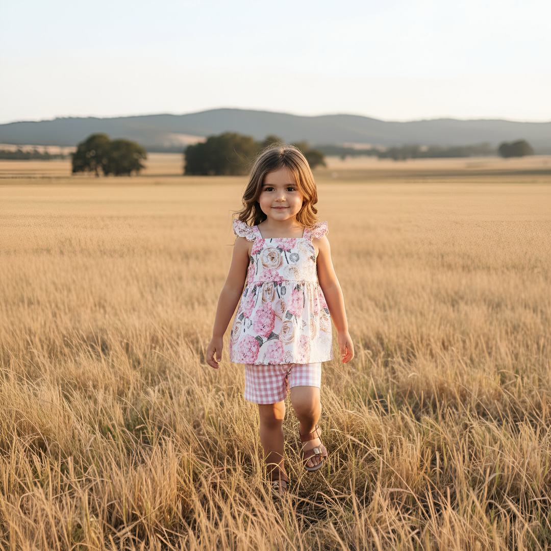 Girls Esme Top - Pink Blossom